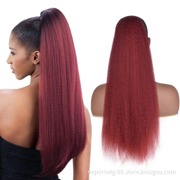Drawstring Ponytail Hair Extension Clip Synthetic Afro Kinky Long Straight Ponytail Hairpieces Elastic Band Comb Heat Resistant
